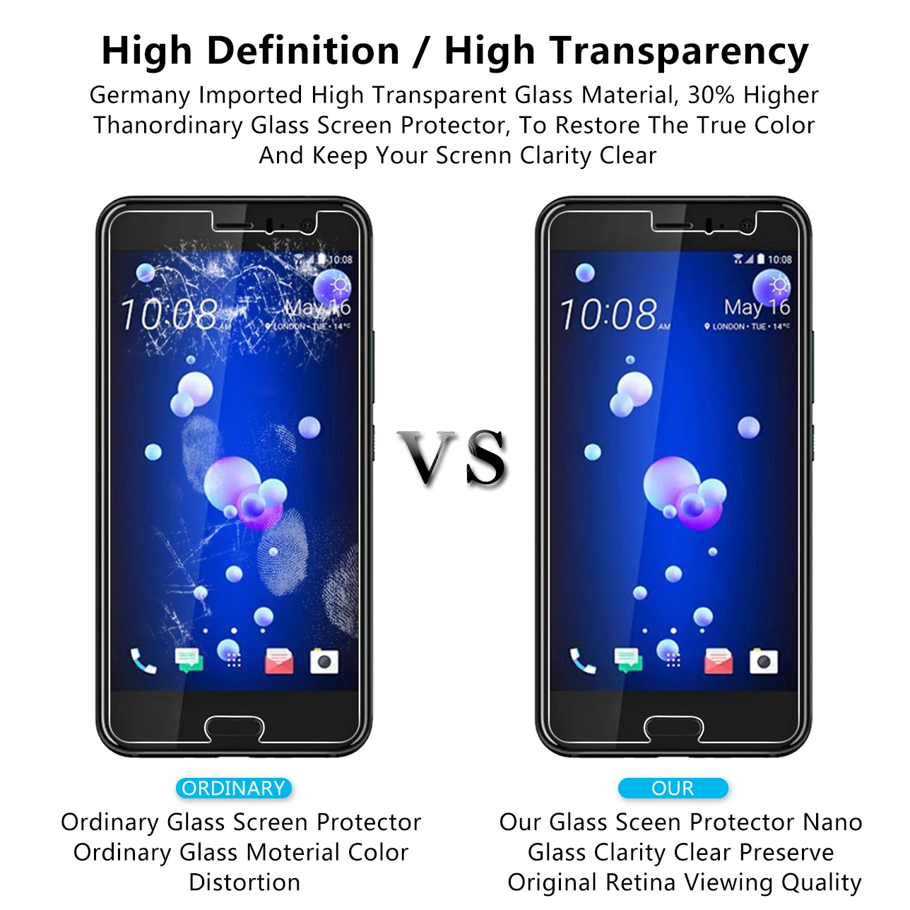 10 шт./партия 2.5D 0 26 мм 9H Премиум Закаленное стекло для htc U11 Защитная пленка океан |