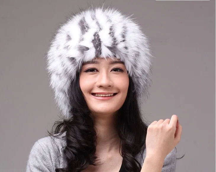 women fur hats russian new design real fox beanies natural silver caps winter warm sew hat H189 | Аксессуары для одежды