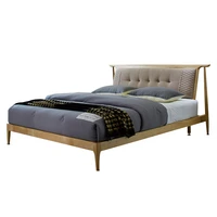 1212h202b asho solid wood original nordic style with stable ranked skeleton soft bed rest modern simple style large bed frame