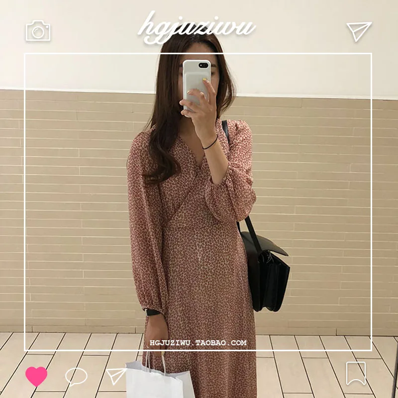 Трапециевидные платья в Корейском стиле с длинным рукавом темпераментное