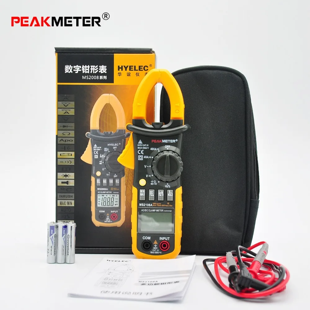 PEAKMETER MS2108A мультиметр клещи цифровой измеритель сопротивления постоянного тока