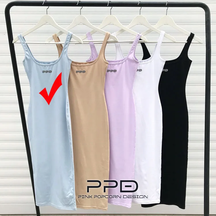 Color-1 Очень красивое платье на бретельках с принтом PPD, простое классическое высокоэластичное Хлопковое платье - Цвет: Color-1