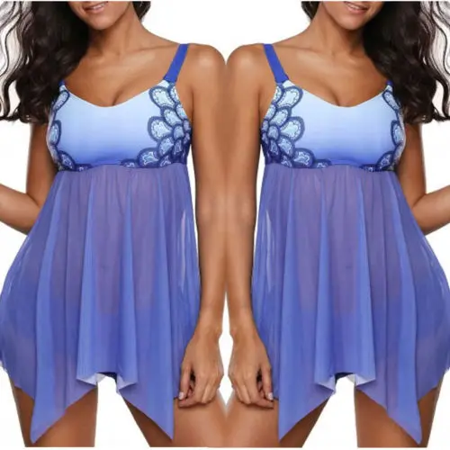 Размер плюс женский танкини купальник пуш ап мягкий бикини набор цветочный принт