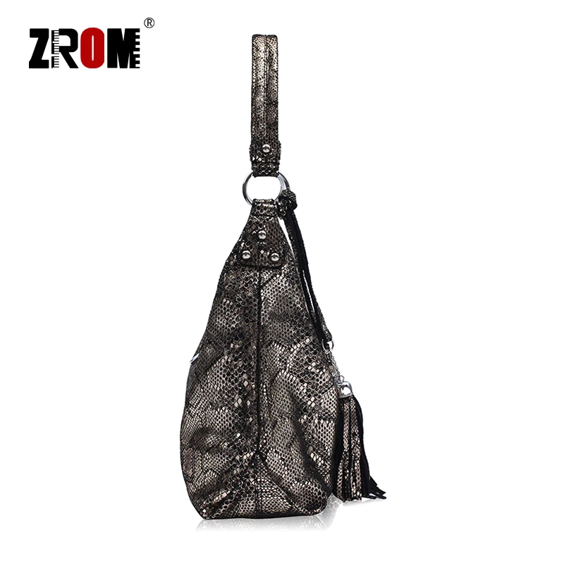 ZROM Brand Genuine Leather Bag Women Fashion Serpentine prints Handbags Female Large Shoulder Bags Hobos Tote | Багаж и сумки