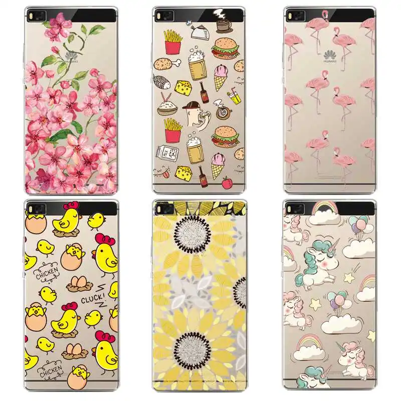 Мягкий прозрачный ТПУ чехол для телефона huawei P10plus P8 P9lite honor 3c 4c 6a 7 8 9 5c Coque Flora с