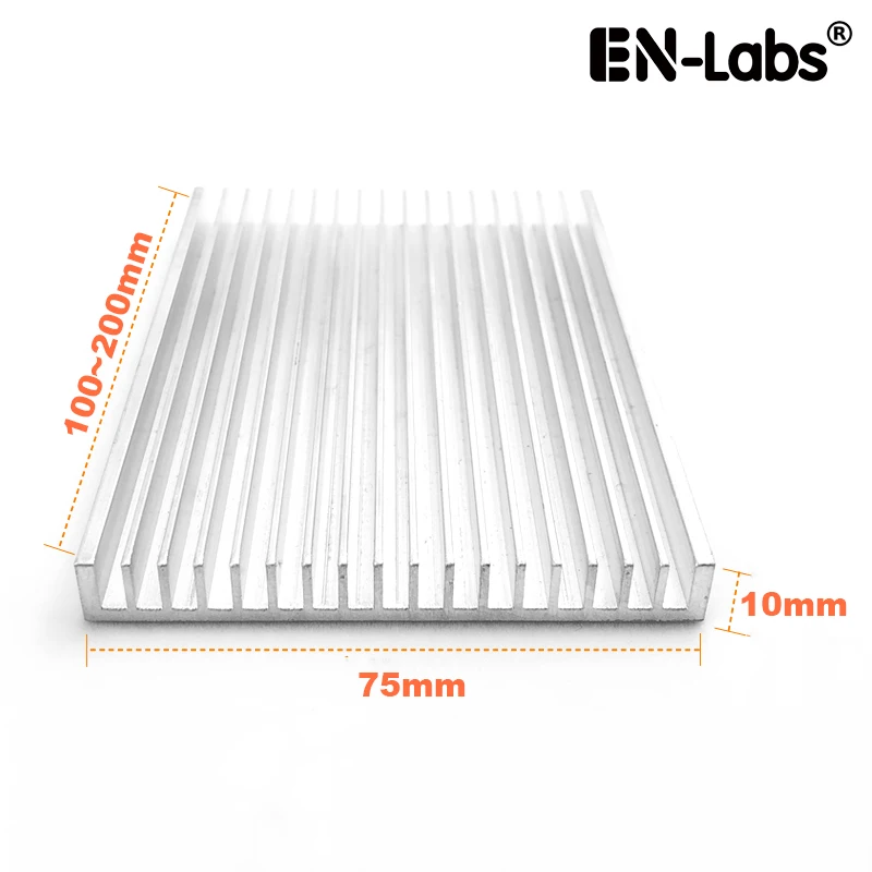 

En-Labs 75x10x100/150/200mm Aluminum Heat Sink Radiator Heatsink IC LED Cooling, Electronic Cooler, Chipset heat dissipation