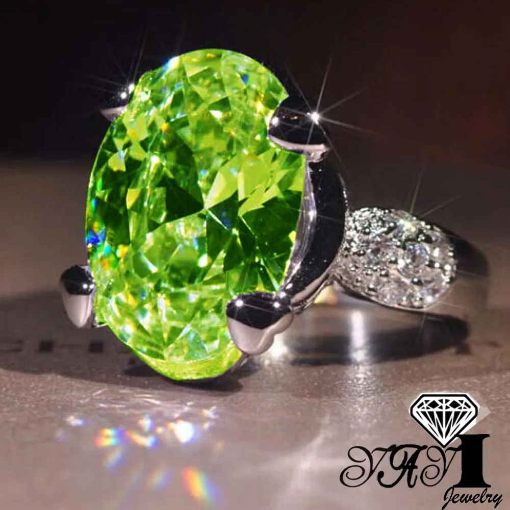 Яйи Модные женские ювелирные изделия кольцо 8CT светильник зеленый циркон CZ цвета: