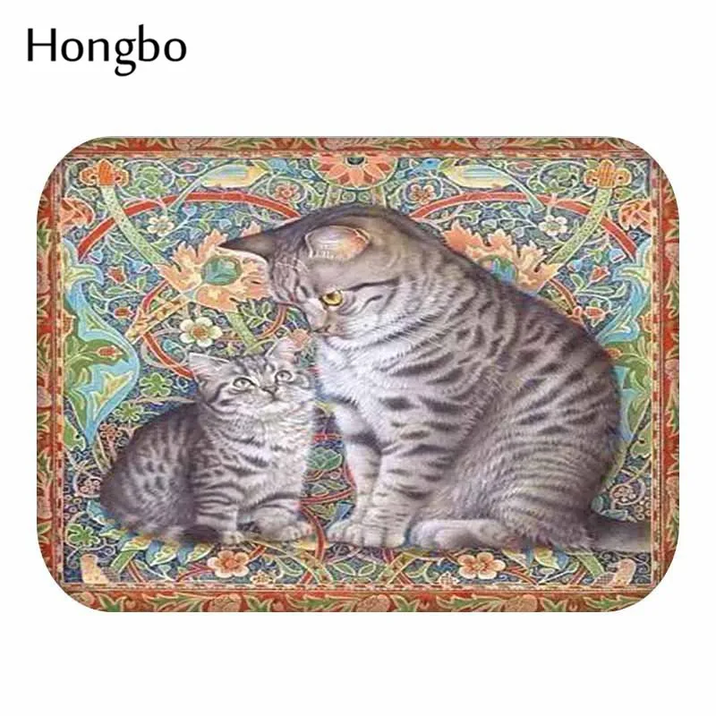 19 Hongbo Cat открытый вход Крытый ковер коврики коврик фланелевый Противоскользящий Ванная комната Кухня коврики 40x60 см - Цвет: 19