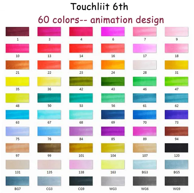60 animation design Touchliit спиртовые двойные художественные маркеры аниме архитектура 30 40 60 80 цветов ландшафтный дизайн интерьера профессиональные маркеры графические ручки для рисования - Цвет: 60 animation design