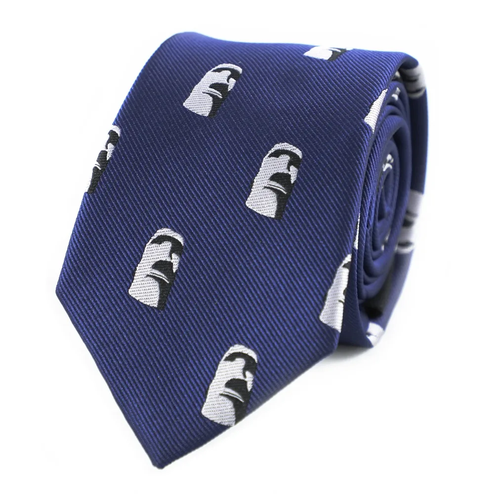 Жаккардовый галстук из микрофибры статуя пасхального остров с каменной головой