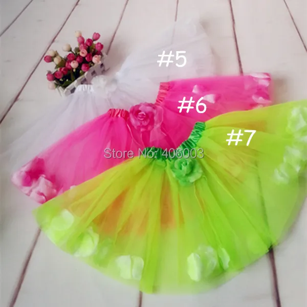 

free shipping kids flower petal dance party tulle tutu for girls romantic princess skirts children