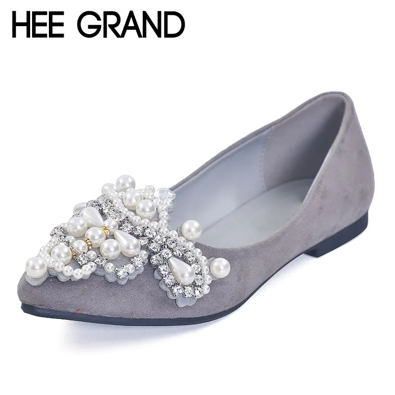 HEE GRAND 2017 г. балетки на плоской подошве украшенные кристаллами и жемчужинами