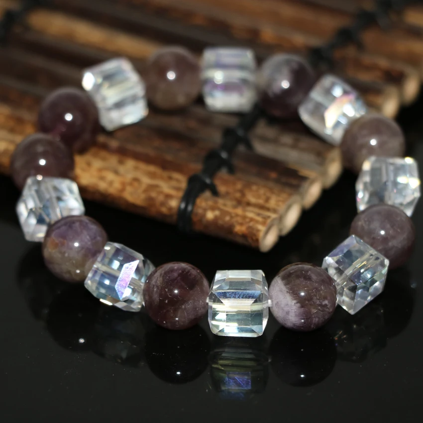 Талисманы натуральный пурпурный Халцедон камень 12 мм круглые бусины браслет для