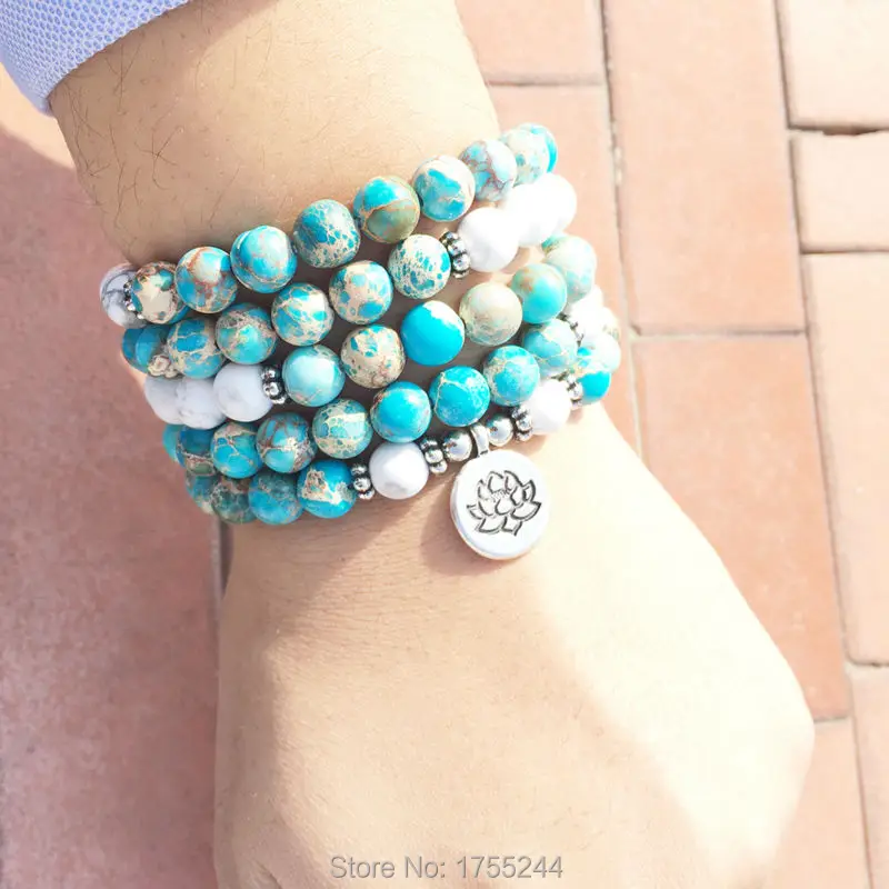 SN1101 Браслет хавлит мала из камня 108 бусин браслет или ожерелье молитва в виде