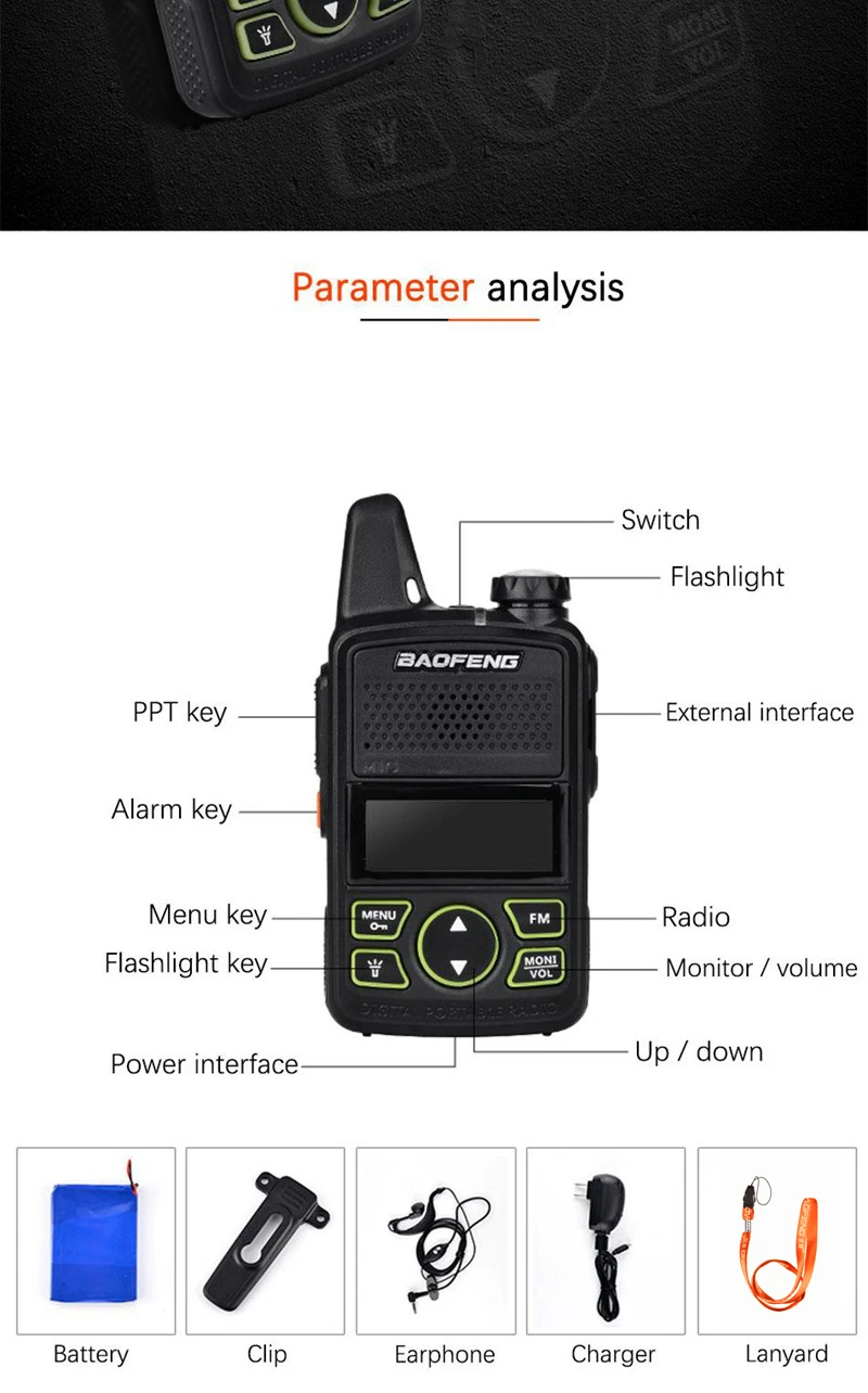 2 шт. Baofeng BF-T1 мини Детская рация UHF Портативный двухстороннее радио FM Функция Ham Радио Baofeng T1 USB Ребенка коротковолновым приемником