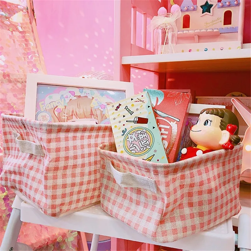 Розовая корзина для хранения игрушка пикника коробка из хлопка детская