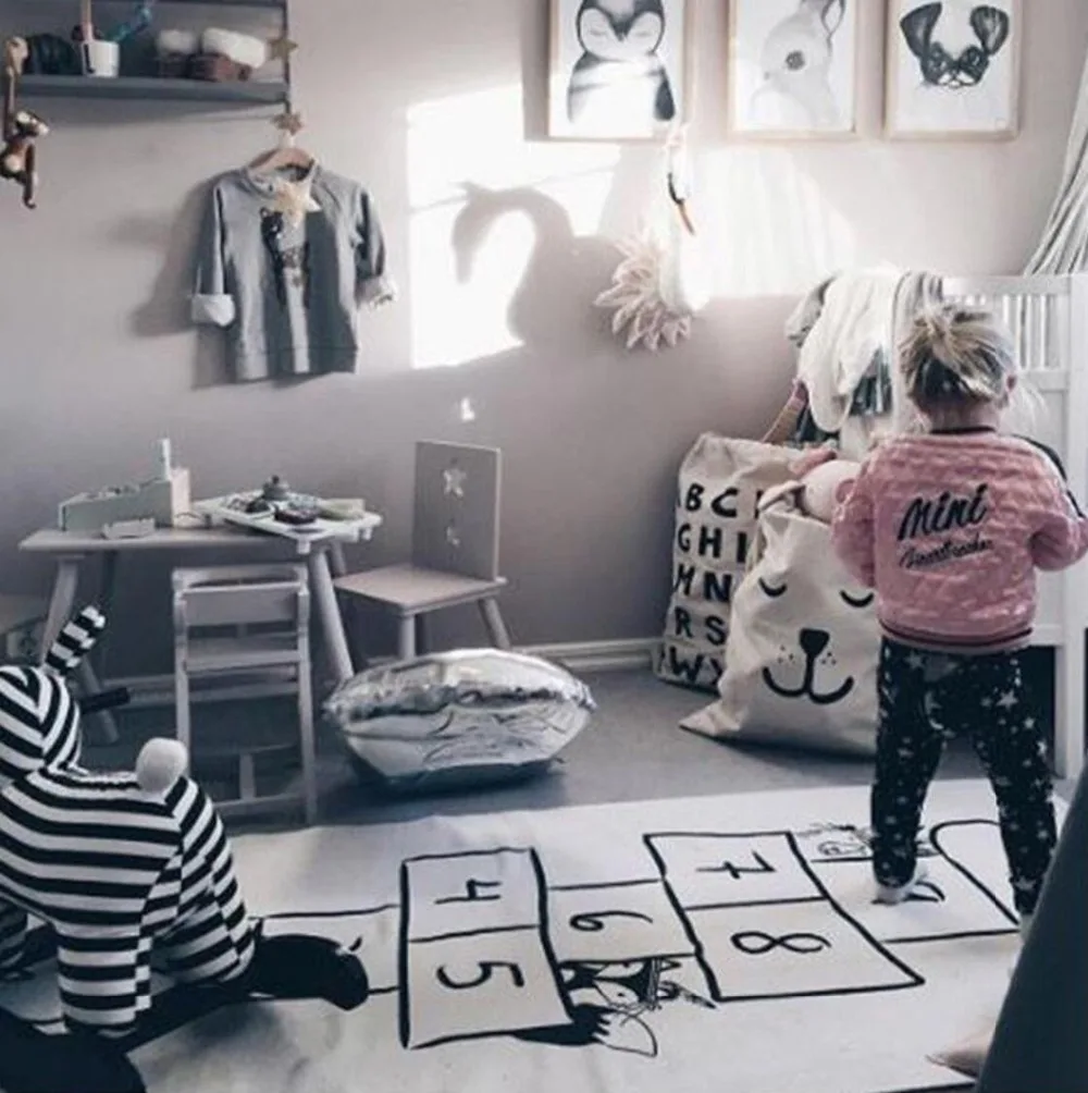 Цифровые шашки INS Мультяшные Детские холщовые коврики для ползания с принтом