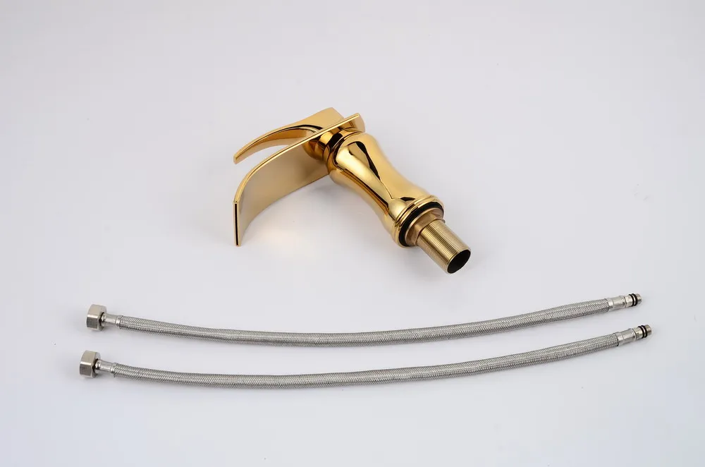 Современный роскошный кран с водопадом для ванной комнаты латунный позолоченный