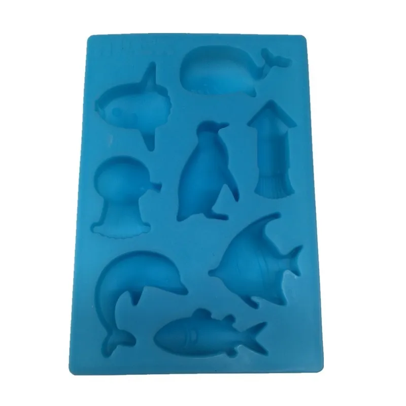 8 отверстий кит дельфин рыба пингвин форма силиконовая шоколадная милые животные