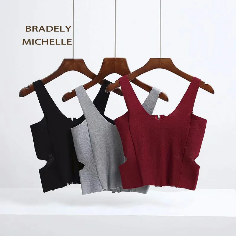 BRADELY MICHELLE/Женская сексуальная майка без рукавов на молнии сзади с выемкой женский