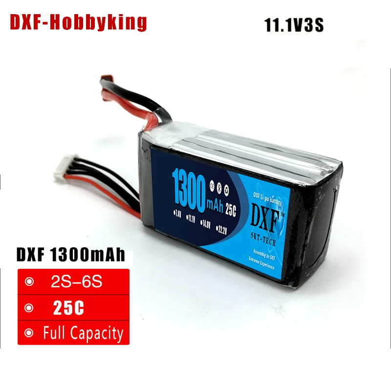 

DXF 3S 11.1V 1300Mah 25C MAX 40C T Plug Lipo Battery 3s for RC Car Airplane Helicopter Race drone FPV