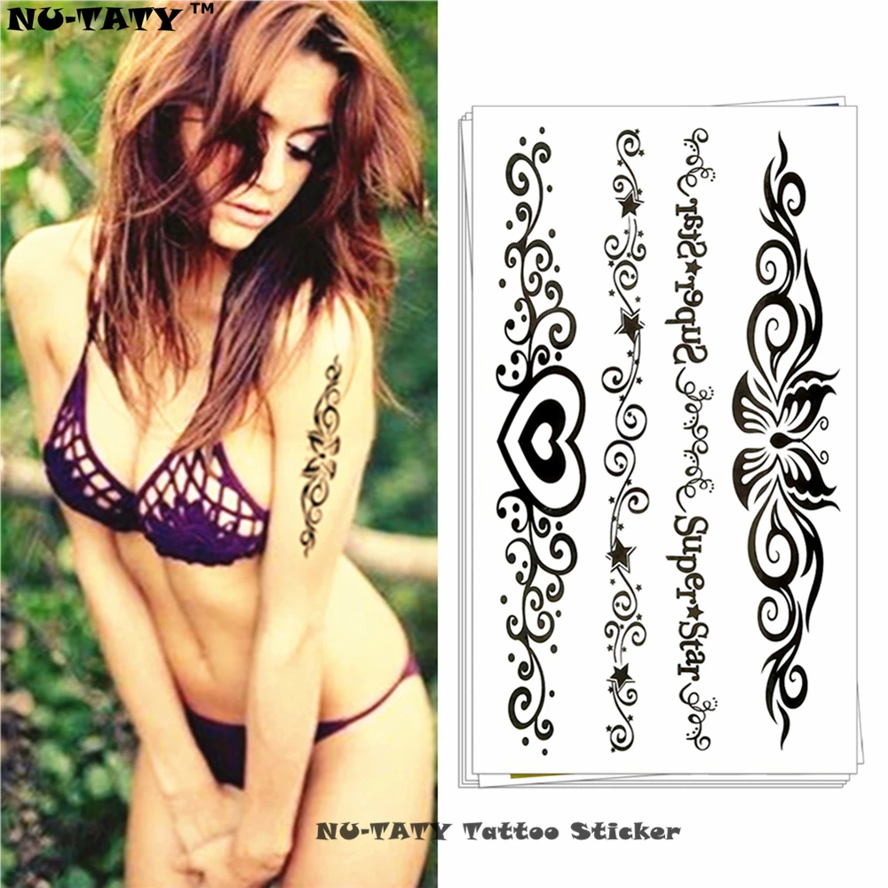 Тату Наклейка Черная водостойкая на стену 10 х17 см|flash tattoo stickers|tattoo stickerflash |