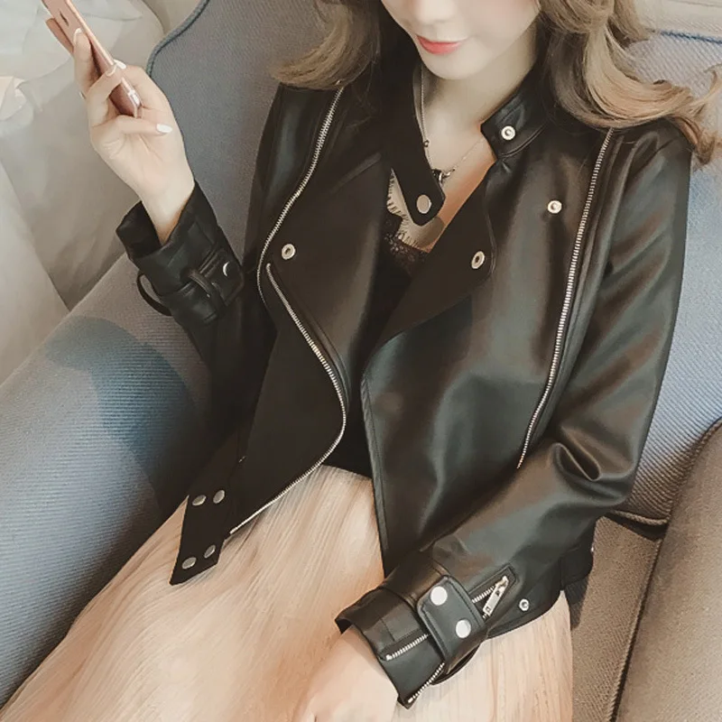 Женские пальто из основной коллекции Новинка 2017 уличный стиль весна кожаная