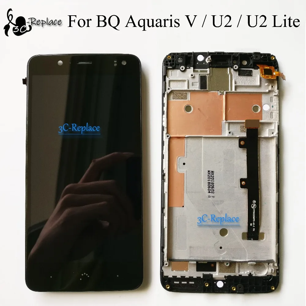 Белый/черный для BQ Aquaris U2/BQ Aquaris U2 Lite/BQ Aquaris V ЖК-дисплей Дисплей Сенсорный экран, дигитайзер, для сборки, с корпусом, инструменты