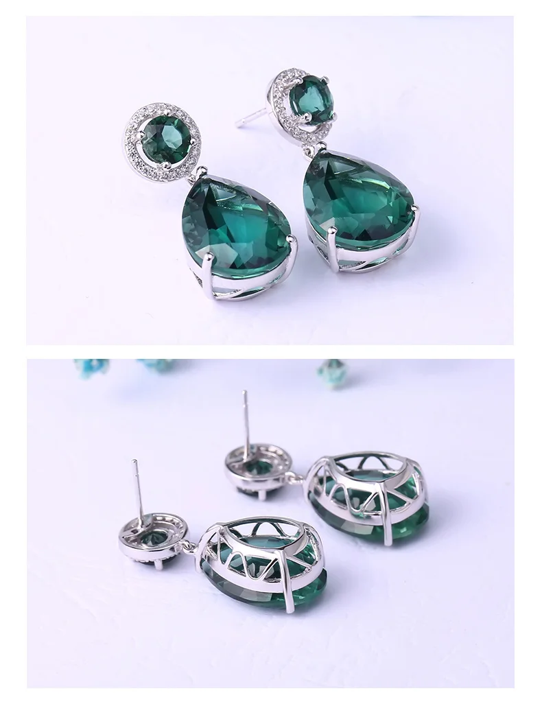 GEM'S BALLET 22.98Ct нано Зеленый Аметист Драгоценный Камень Висячие серьги 925 пробы серебряные Винтажные серьги хорошее ювелирное изделие для женщин