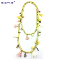 new bohemia boho long beaded necklaces colorful tassel pendants layered long necklace multi layer statement necklaces