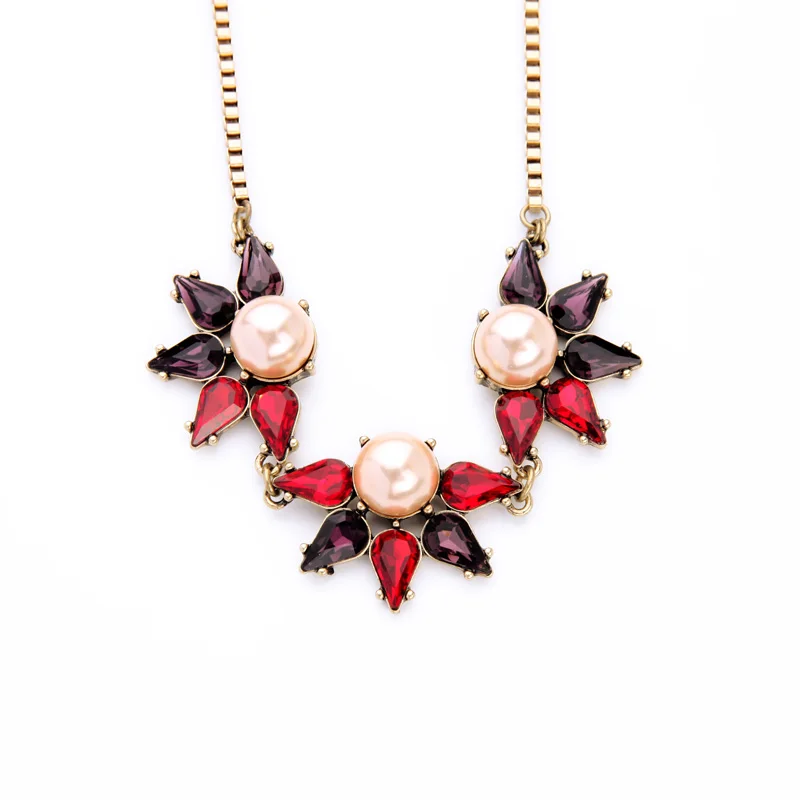 Бохо шик имитация жемчуга Цветы нагрудник ожерелье 2016 летнее платье ювелирные