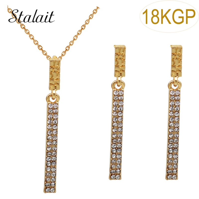 Комплект ювелирных изделий желтый 2017 кристалл ожерелье серьги подвеска Стразы
