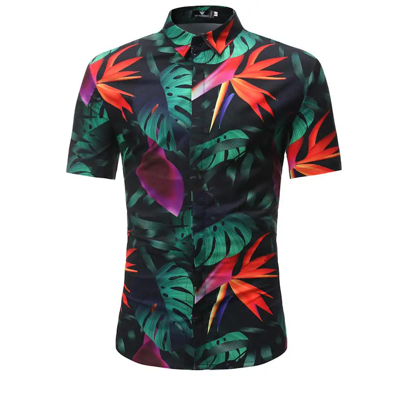 

Men Shirt Summer Style Palm Tree Print Beach Hawaiian Shirt Men Casual Short Sleeve Hawaii Shirt Chemise Homme Asian Size 3XL