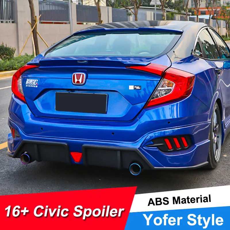 JNCFORURC Задняя Крышка багажника автомобильные Спойлеры для Honda Civic 2016 седан 4D стиль