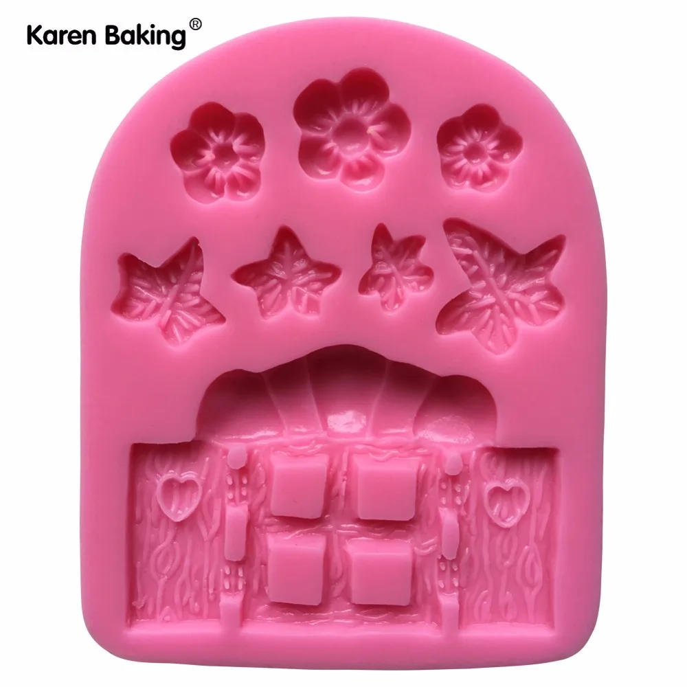 Мультфильм забор и цветок в форме 3D Силиконовые Помады шоколадного торта Плесень