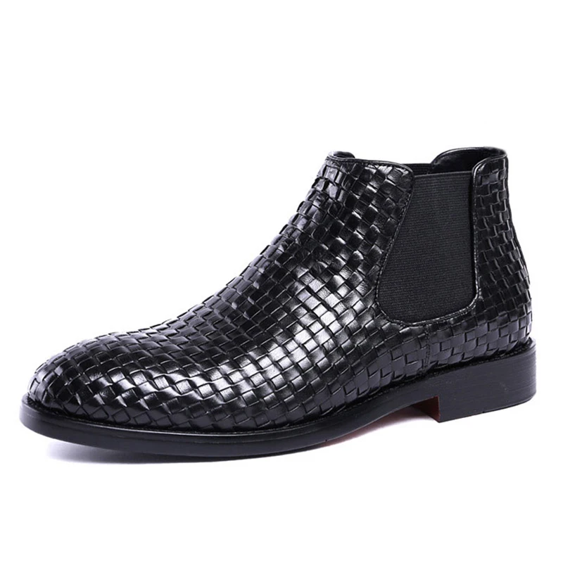 Для мужчин ботинки челси магазин при фабрике бренд slip-on кожаные высокие мужские ботинки# AF3718