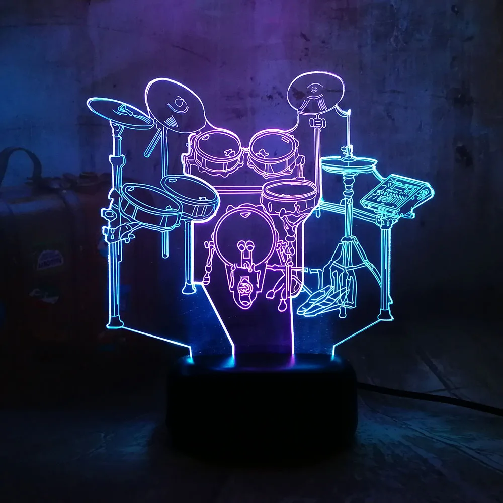 Новинка музыкальный инструмент набор Джаз барабанов 3D LED RGB двойной смешанные