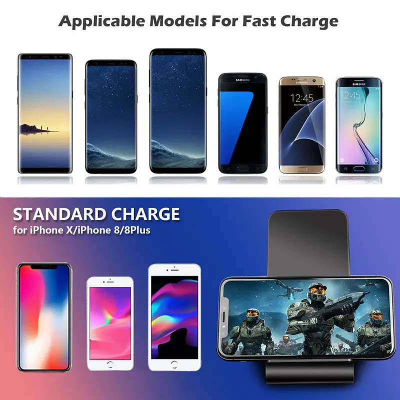 10 Вт 9 В Быстрое беспроводное зарядное устройство для iPhone X 8 Qi Беспроводное