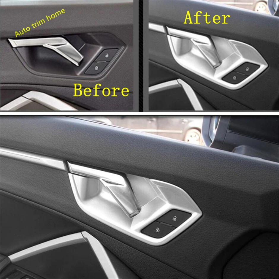 

Interior Refit Kit Inner Door Handle Doorknob Bowl Frame Cover Trim Fit For Audi Q3 2019 2020 2021 ABS Matte / Carbon Fiber Look