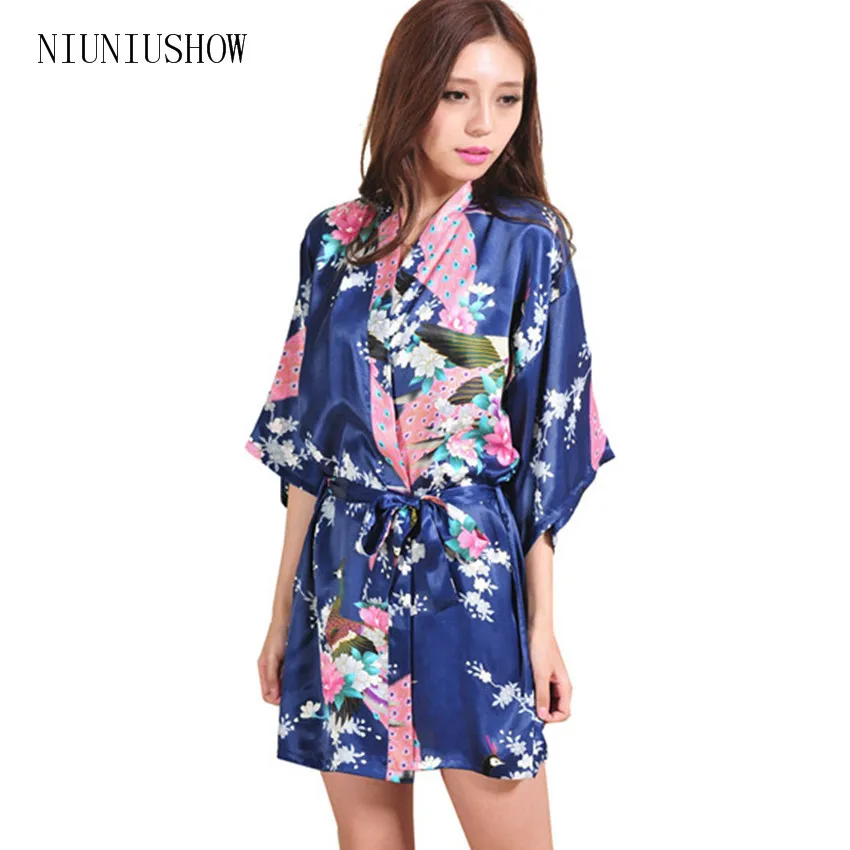 Горячая Распродажа темно синее женское кимоно халат Би японское юката платье