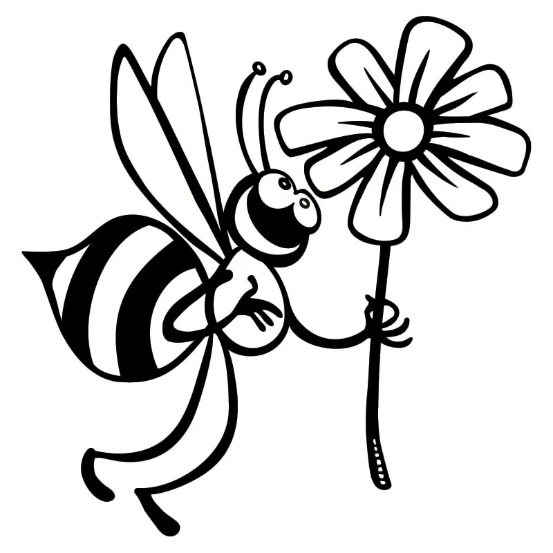 

14.9*15.5CM Cute Bee And Beautiful Flowers Vinyl Car Styling Fashion Car Stickers Decals Black/Silver C9-1672