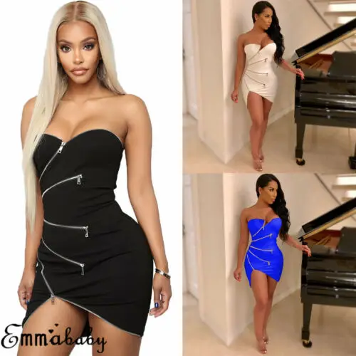 Strappless Сексуальное Женское Платье с открытой спиной застежкой-молнией мини