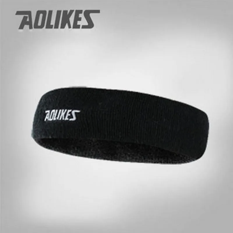 Black AOLIKES высокой Качественный хлопок впитывает пот и повязка на голову для Для мужчин Sweatband wo Для мужчин Йога ленты для волос Голова Пота групп Спортивные товары для безопасности - Цвет: Black