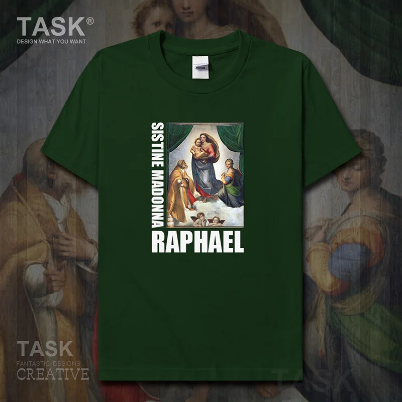 Personality fashion oil painting mens t-shirt Sistine Madonna retro funny print Short sleeve clothes cotton summer Streetwear | Мужская
