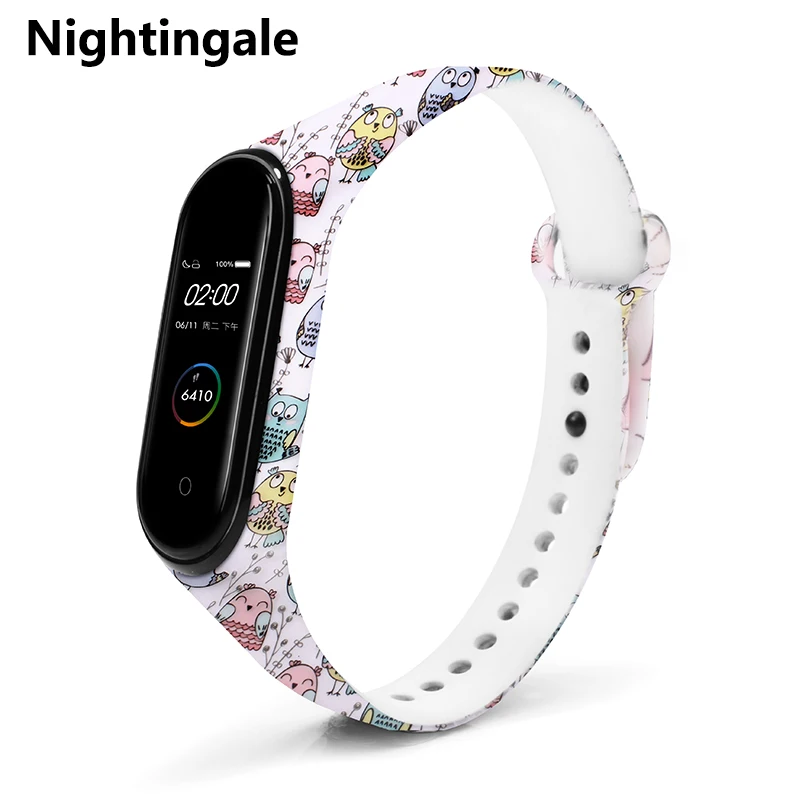 Nightiangle BOORUI новейший mi band 4 ремешок водонепроницаемый силиконовый ремень с цветами mi band 4 аксессуары сменный ремешок для xiaomi mi 4 - Цвет: Nightiangle