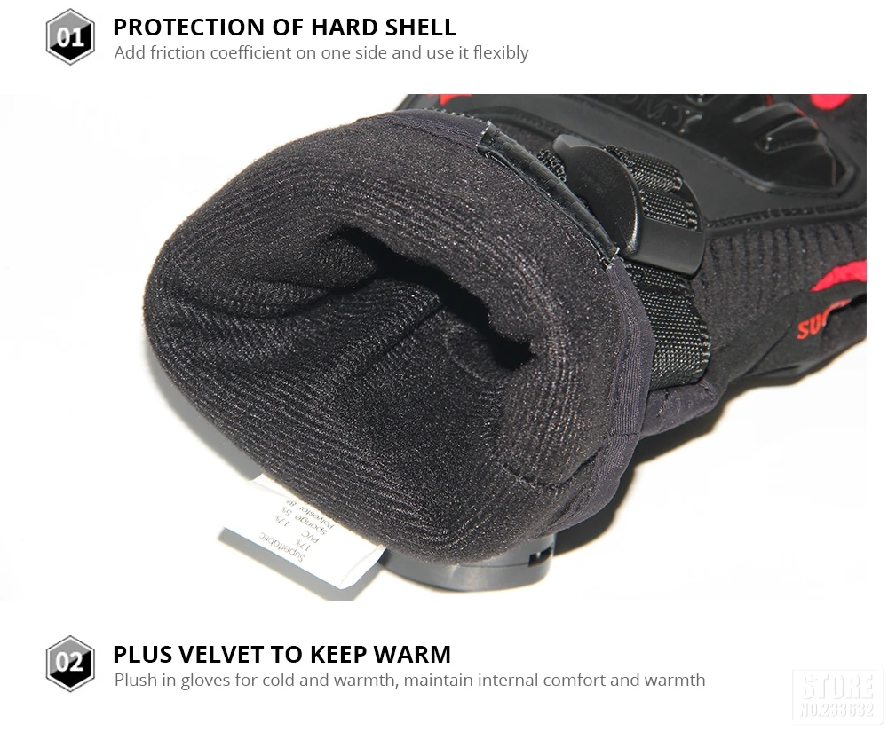 SUOMY Motorcycle Gloves Men Waterproof Windproof Winter Guantes Moto Gloves Touch Screen Motorbike Riding Gloves