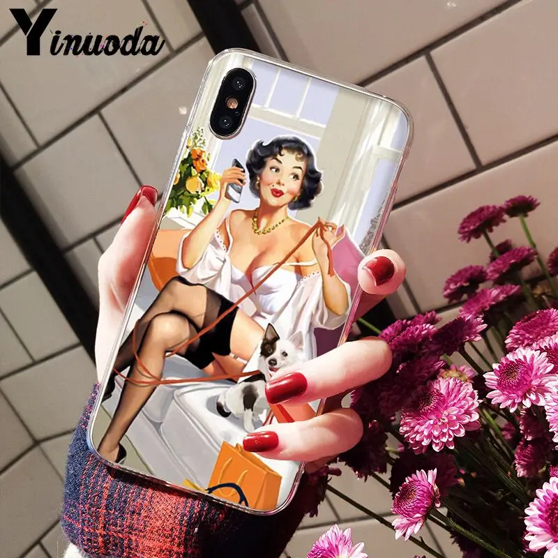 Yinuoda ретро красота 2 красочные милые аксессуары для телефона чехол iPhone X XS MAX 6 6s 7