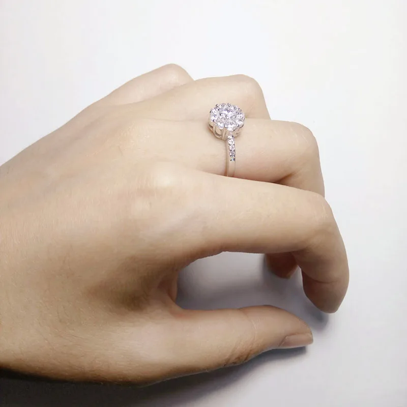 Amoreva 2017 Fashion CZ Flower Sterling Silver Wedding Rings Elegance Round Shape Finger Jewelry For Women Fine | Украшения и