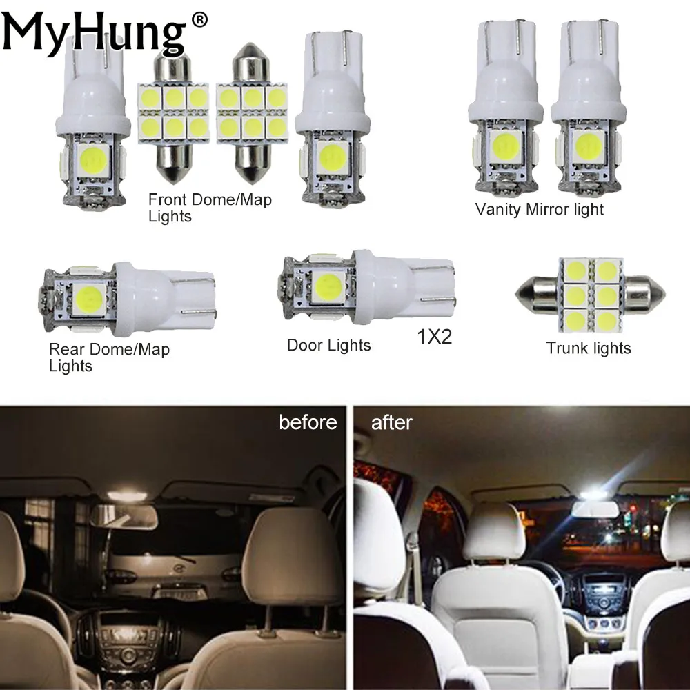 

For Lexus IS 2006-2012 Convenience Bulbs Car Led Interior Light C10W W5W Replacement Bulbs Headlight Bright White 10PCS Per Set