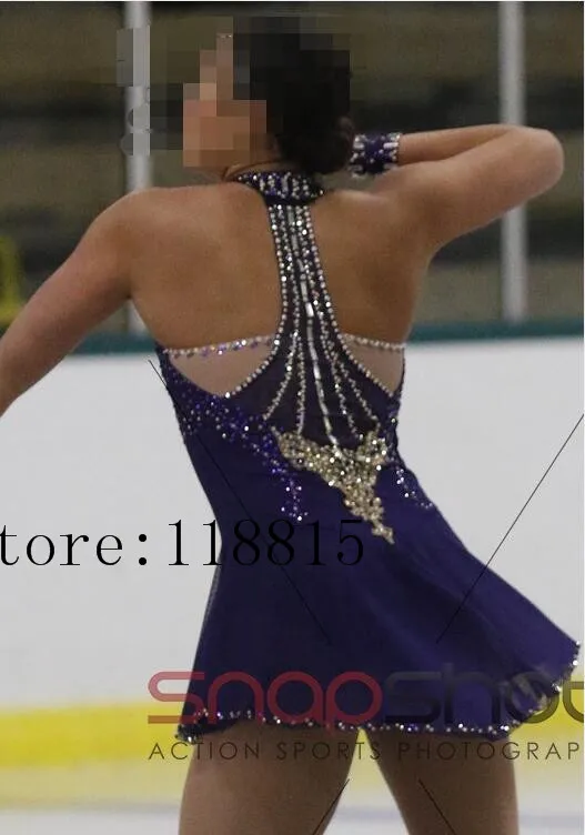 Синяя одежда для фигурного катания Женская на коньках 2017 заказ девочек